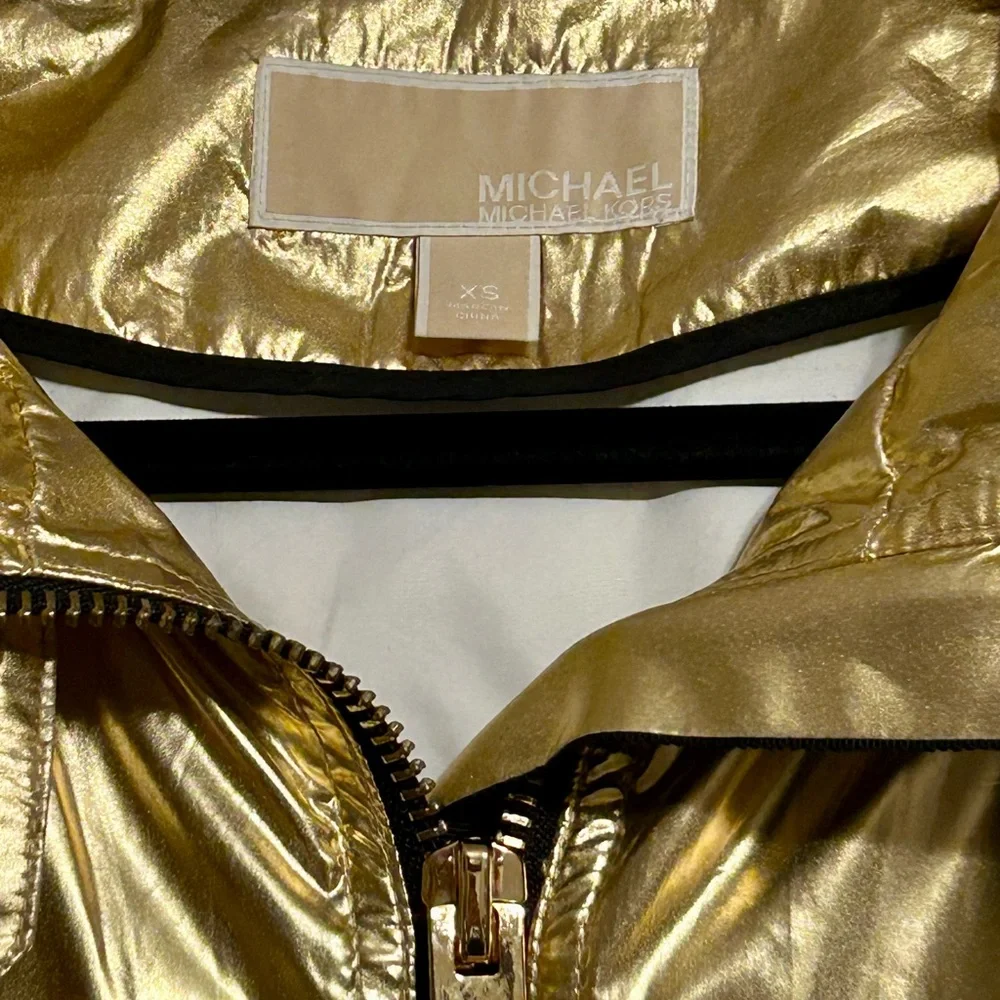 MICHAEL Michael Kors Metallic Gold Utility Jacket with detachable Hood - Picture 2 of 7